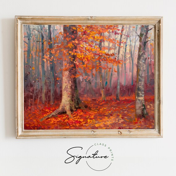 Autumn Beech Tree Misty Forest Rich Fall Colors Rustic Nature Poster