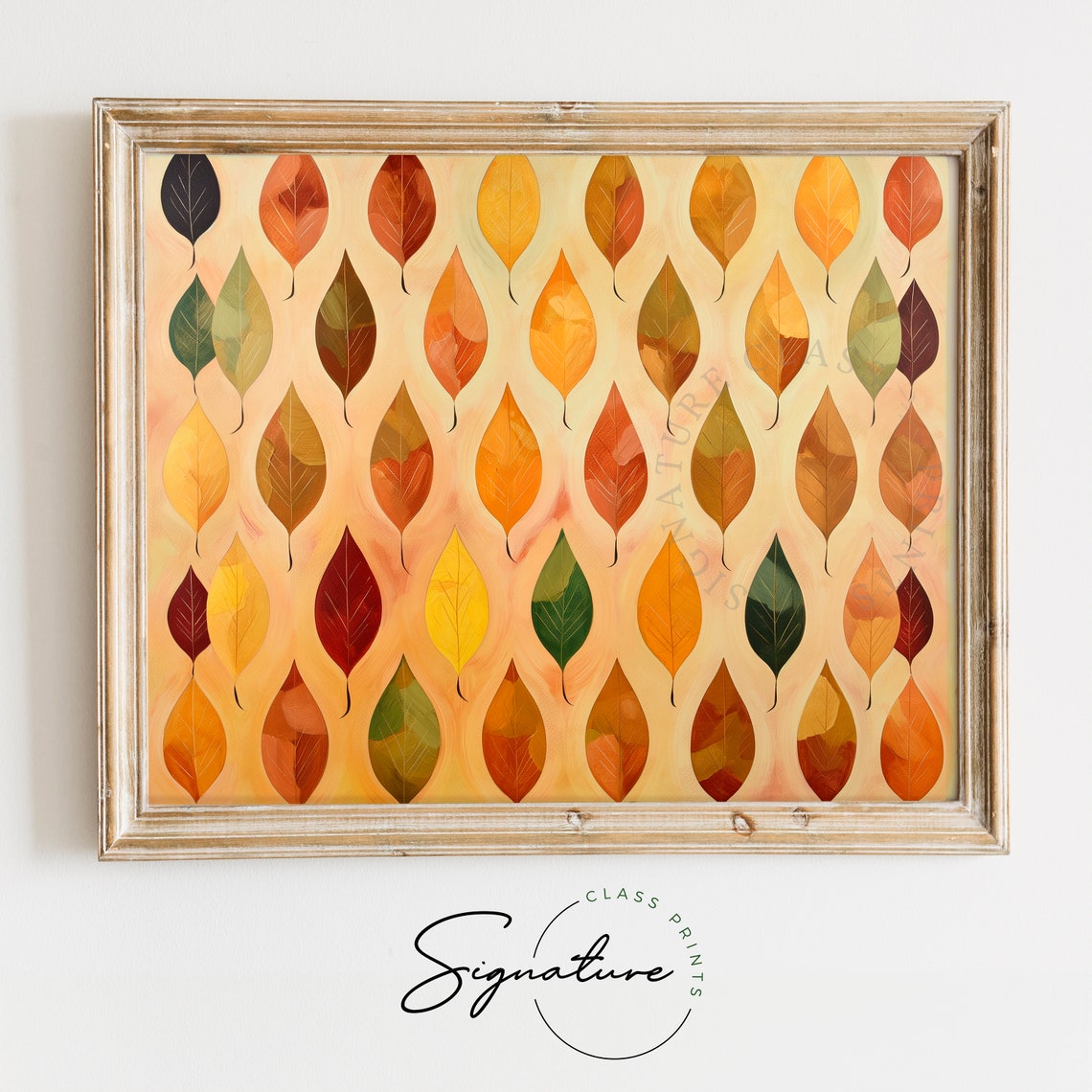 Abstract Leaves Pattern Fall Foliage Repeating Leaf Design Art Poster