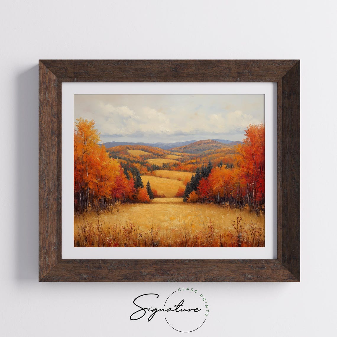 Golden Meadow Valley Ringed by Autumn Forest and Peaks Poster - Image 5