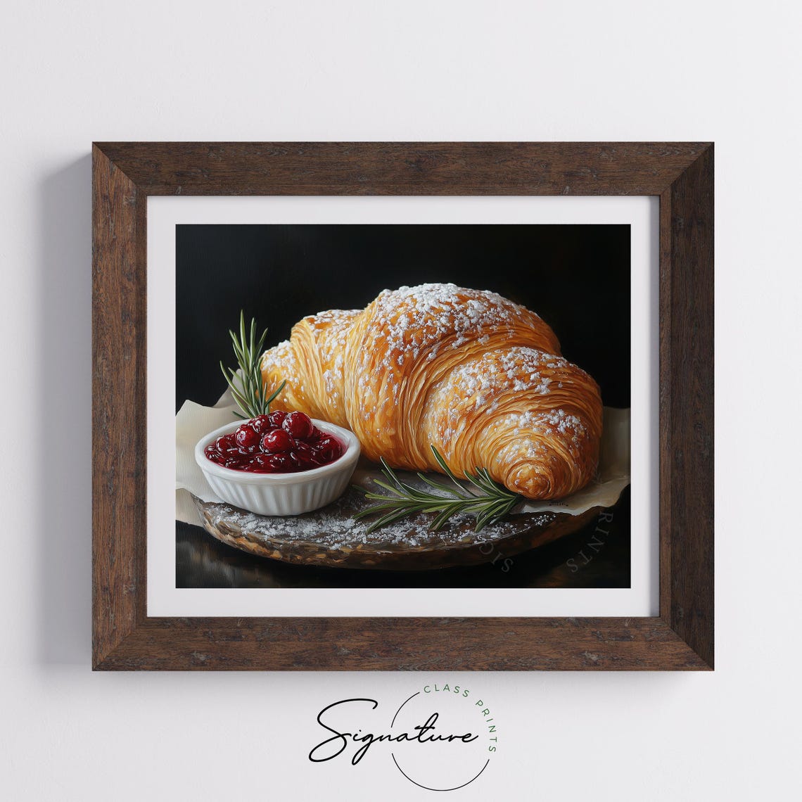 Golden Croissant With Cranberry Sauce And Rosemary Kitchen Poster - Image 5