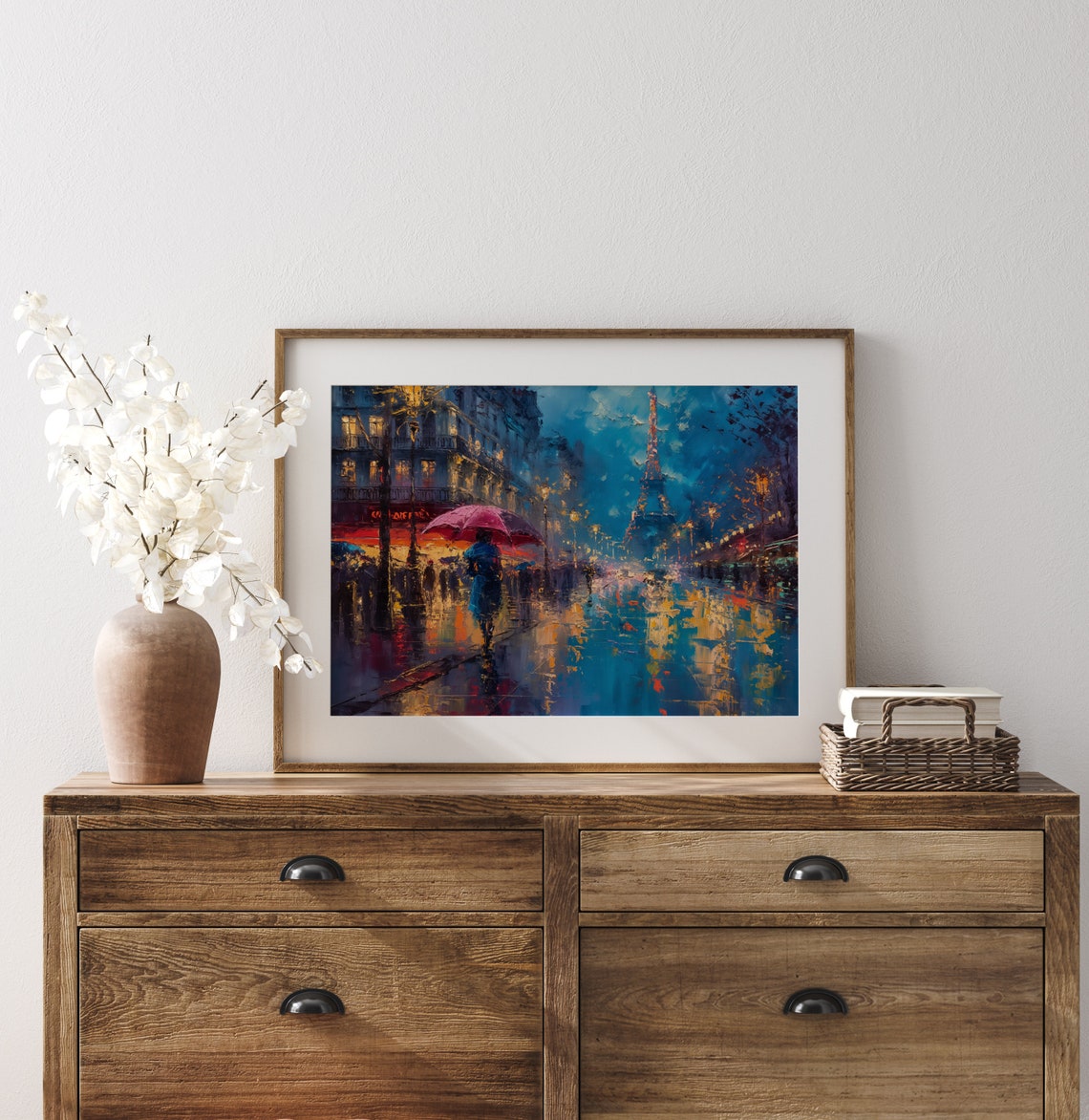 Rainy Paris Street At Night Eiffel Tower Impressionist Poster - Image 3