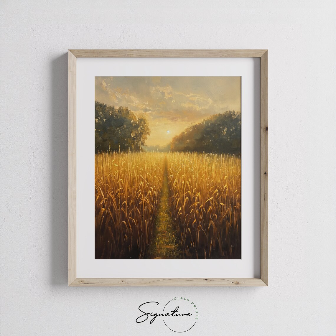Sunlit Cornfield Painting, Rustic Farm Landscape - Image 3