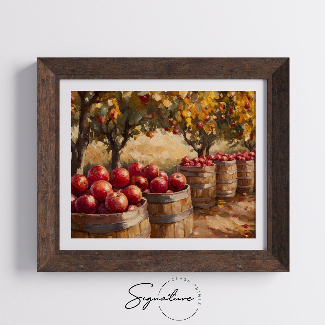 Apple Harvest Barrels Painting Red Apples Orchard Rustic Fall Decor Poster - Image 5