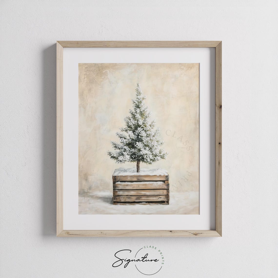 Snow Dusted Mini Christmas Tree In A Rustic Wooden Crate Poster - Image 3