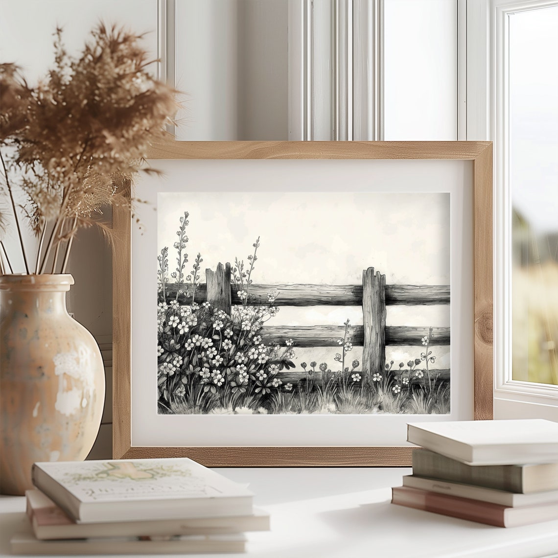 Forget Me Not Blooms By Rustic Fence Botanical Sketch Art Poster - Image 2