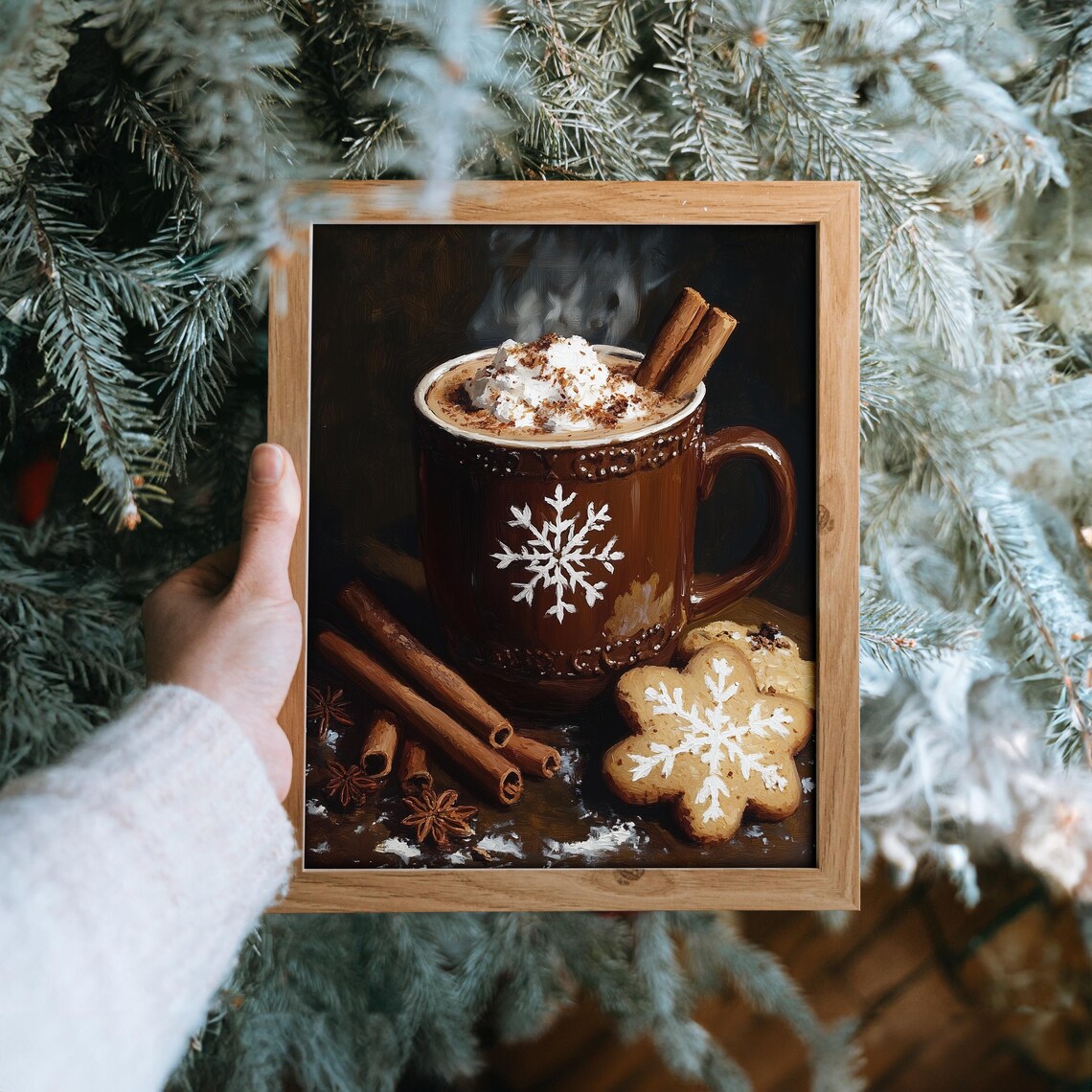 Hot Cocoa With Snowflake Marshmallows, Vintage Holiday Art Print - Image 6
