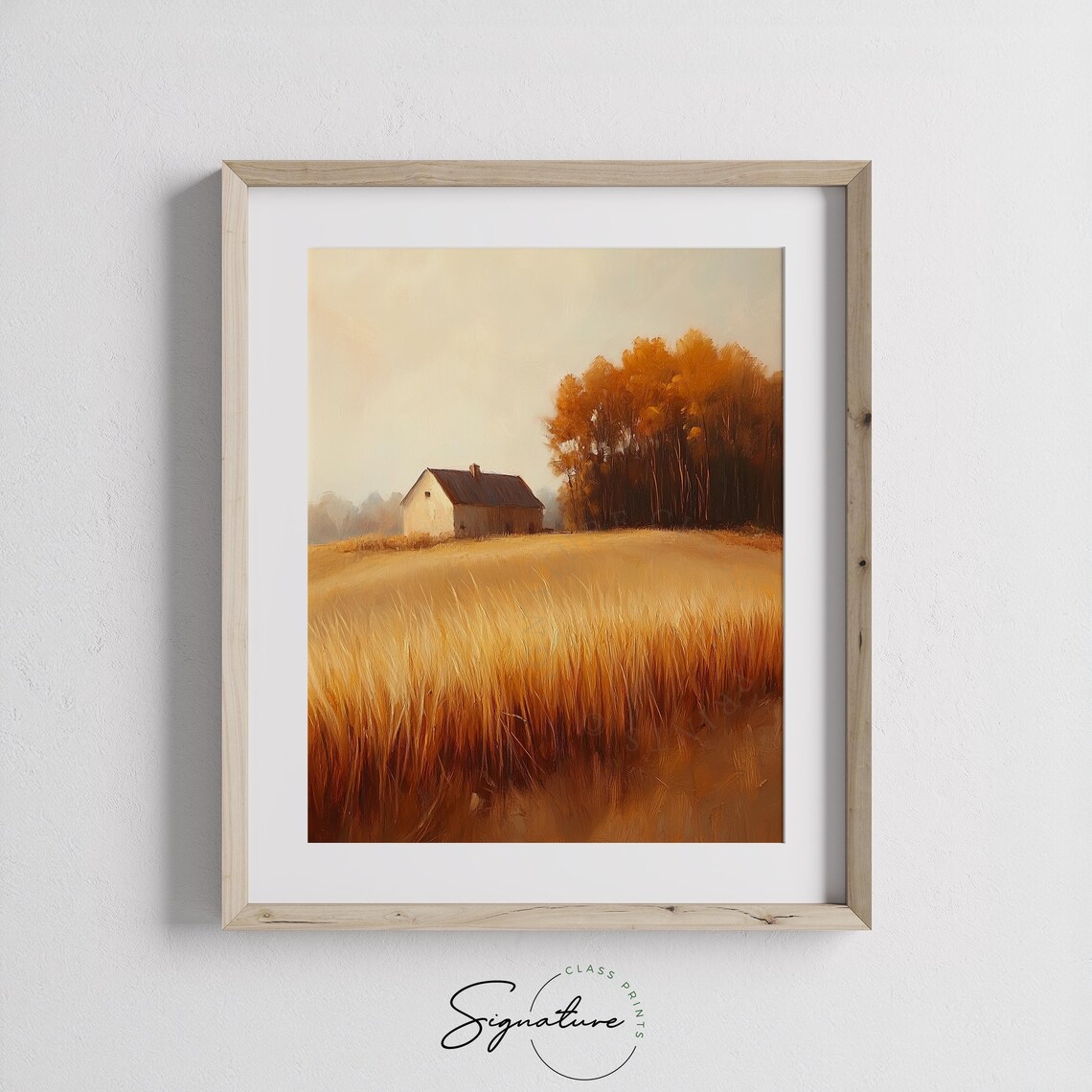 Golden Wheat Field and Old Farmhouse Autumn Landscape Poster - Image 3