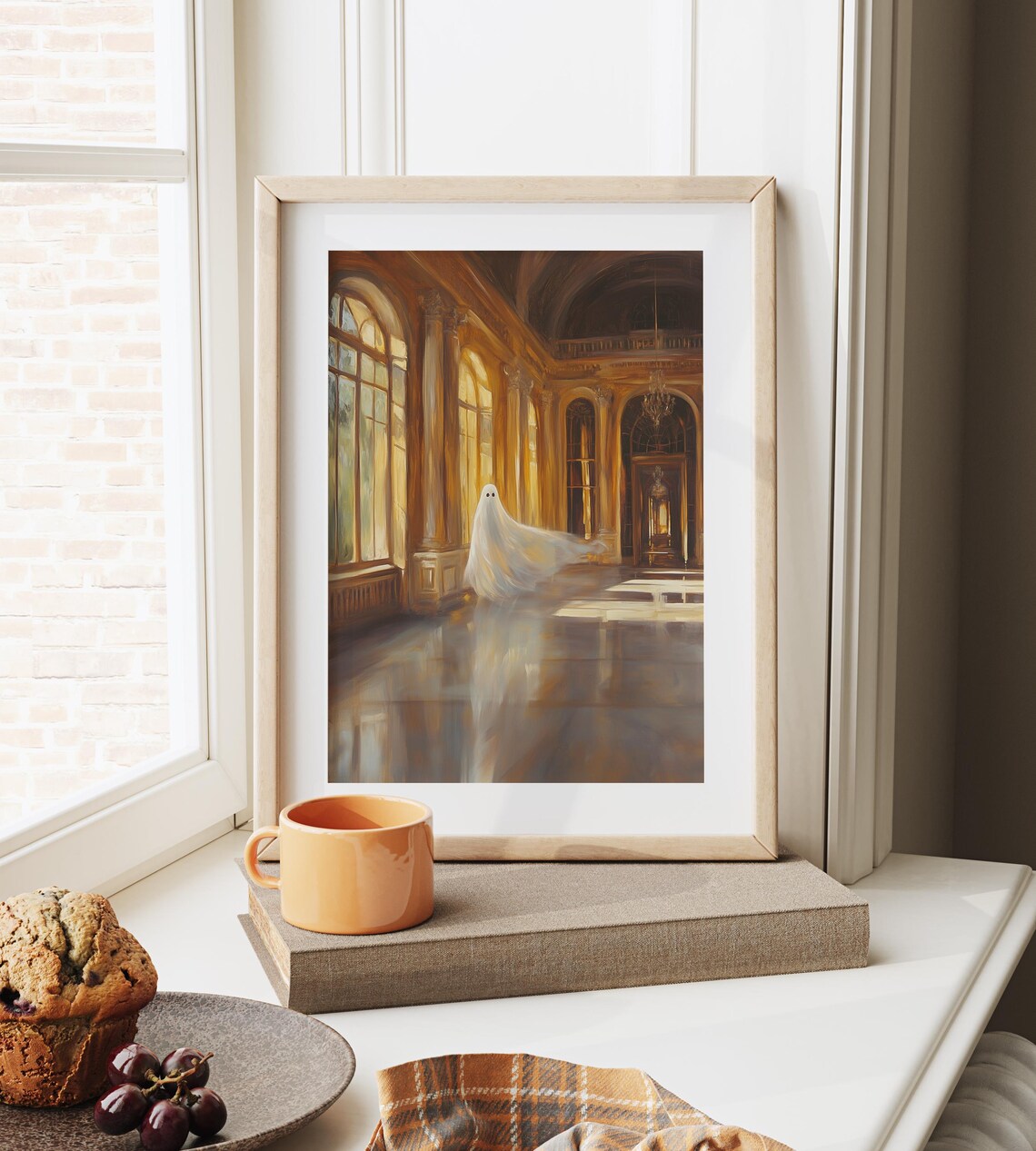 Ghost Drifting Through a Sunlit Grand Ballroom with Tall Windows Poster - Image 6