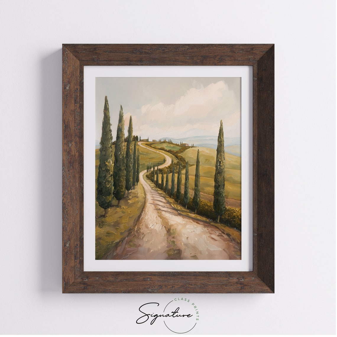 Tuscan Road Tranquility Cypress Tree Lined Pathway Art Rustic Landscape Warm Toned Wall Decor Countryside Home Artwork 273 - Image 4