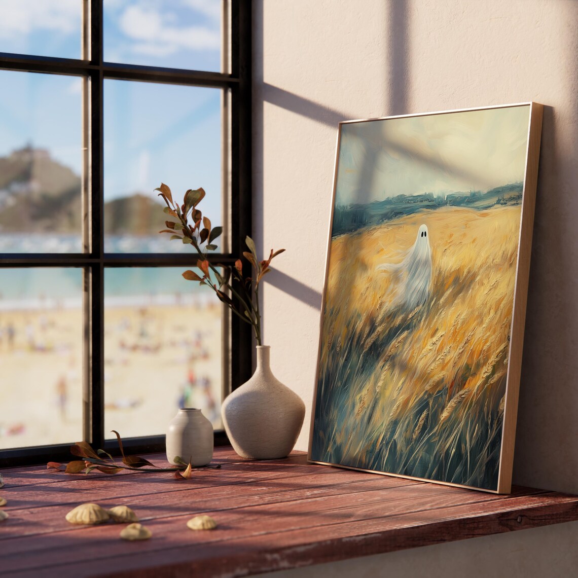 Windswept Ghost Golden Wheat Field Autumn Harvest Sky Poster - Image 5