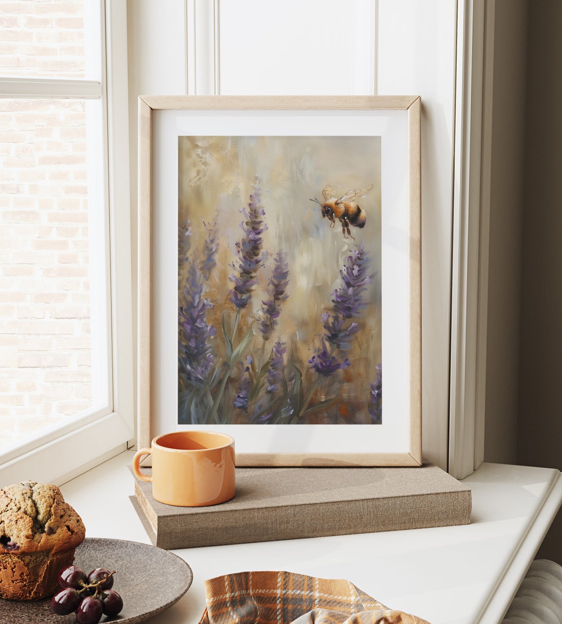 Bumblebee Hovering Over Lavender Blooms Golden Meadow Poster - Image 6