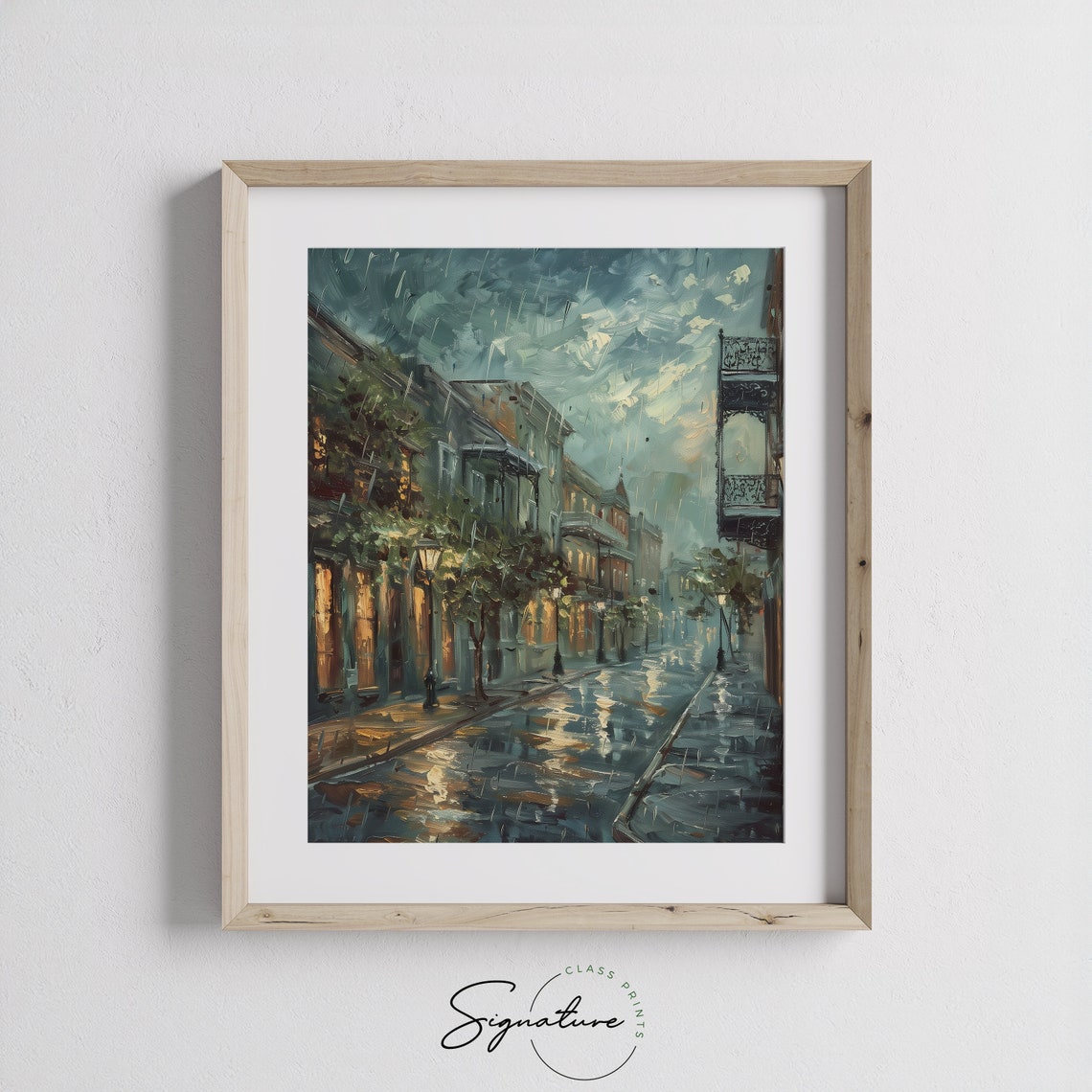Rainy New Orleans Street Night French Quarter Cityscape Poster - Image 3