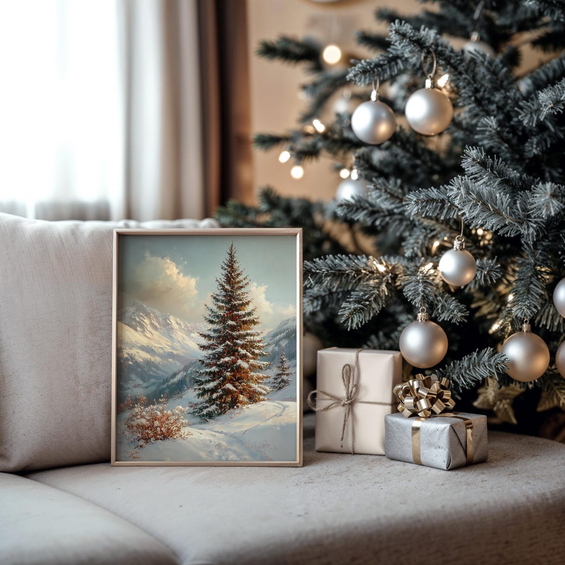 Majestic Snowy Evergreen Pine Mountain Winter Landscape Poster - Image 5