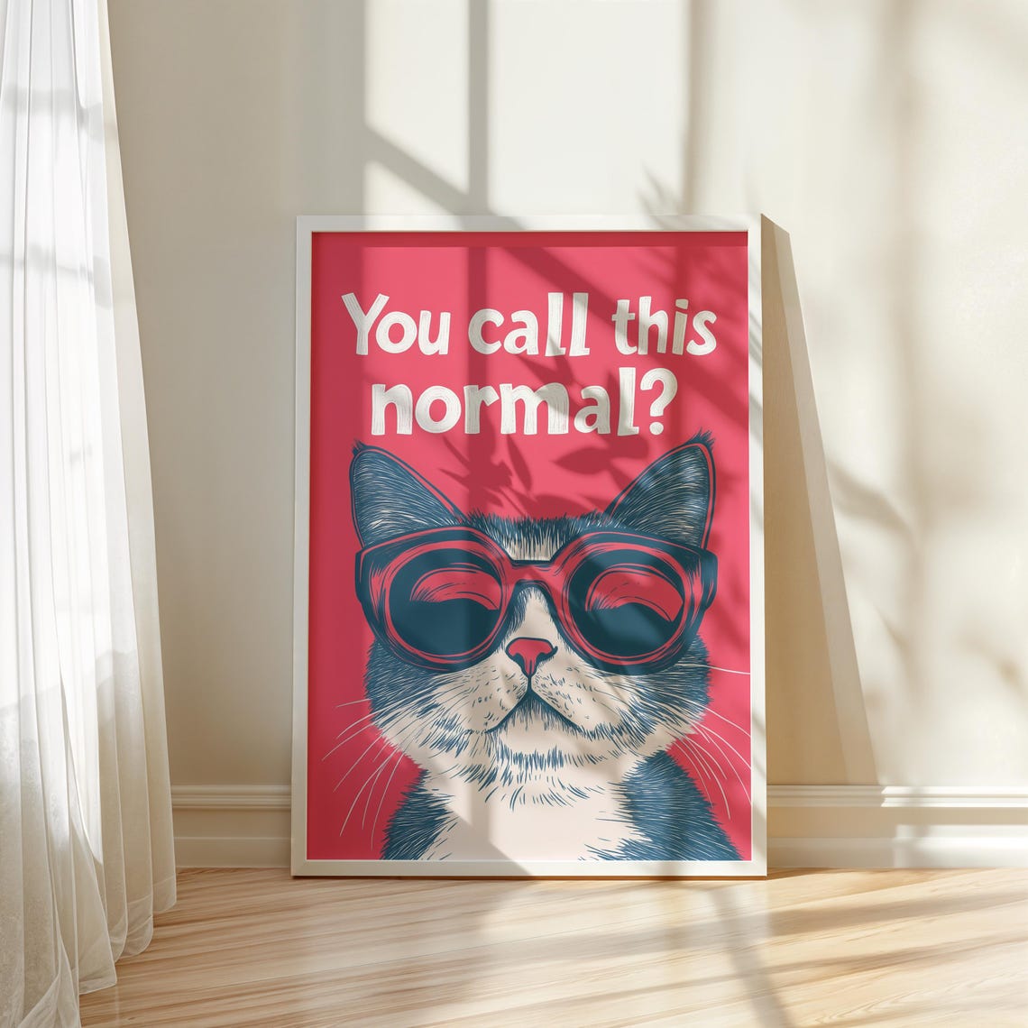 You Call This Normal Funny Sunglasses Cat Bold Pop Style Wall Art - Image 5