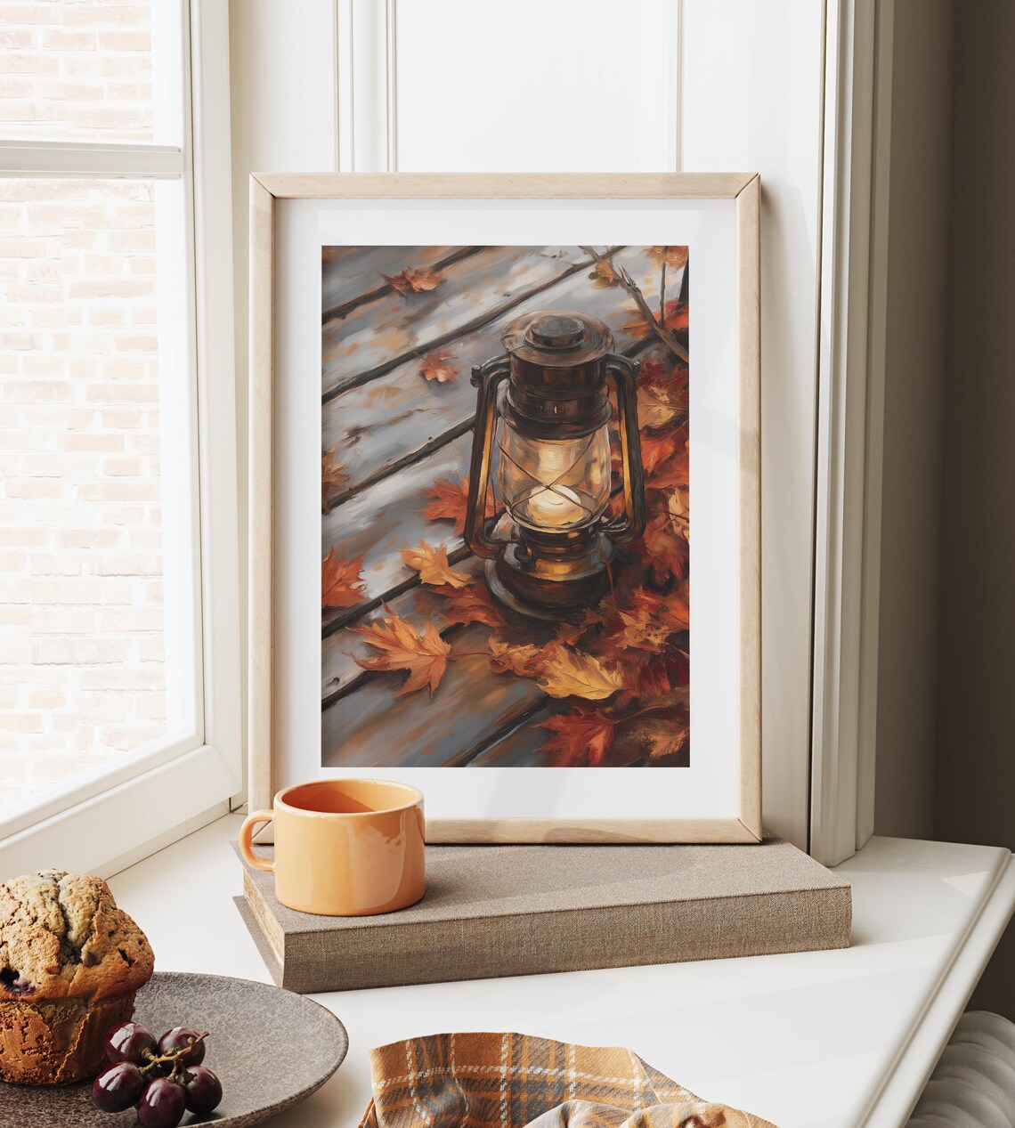 Vintage Lantern Glowing Among Fall Leaves Rustic Autumn Poster - Image 6