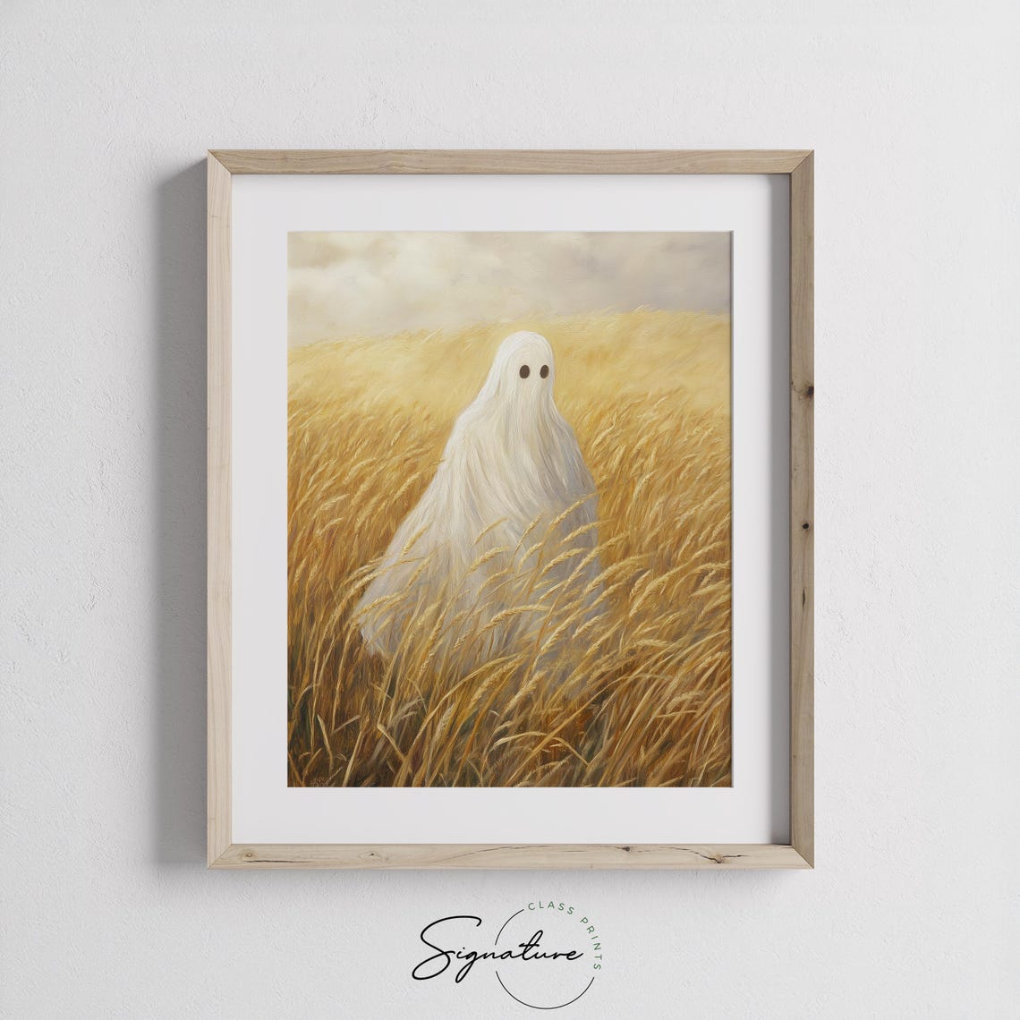 Ethereal White Ghost Golden Wheat Field Soft Autumn Light Poster - Image 3
