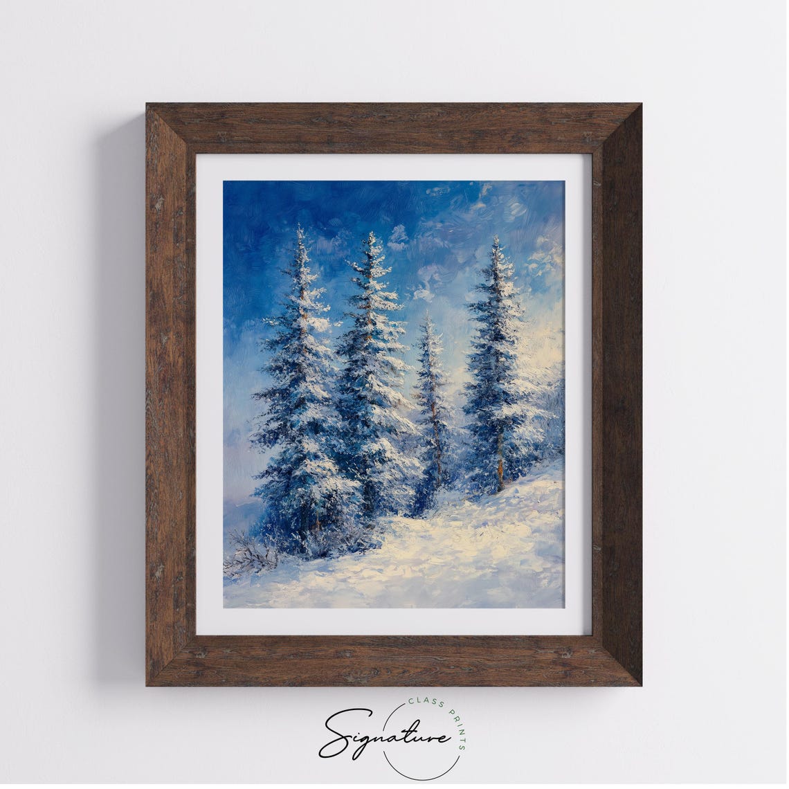 Snow Covered Spruce Trees Under Bright Blue Winter Sky Poster - Image 3