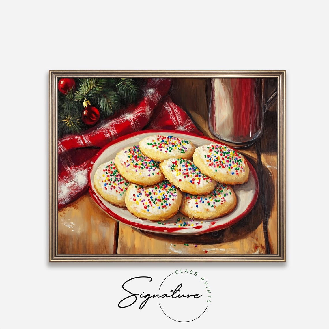 Christmas Sprinkle Cookies On A Plate With Milk Holiday Baking Poster - Image 4