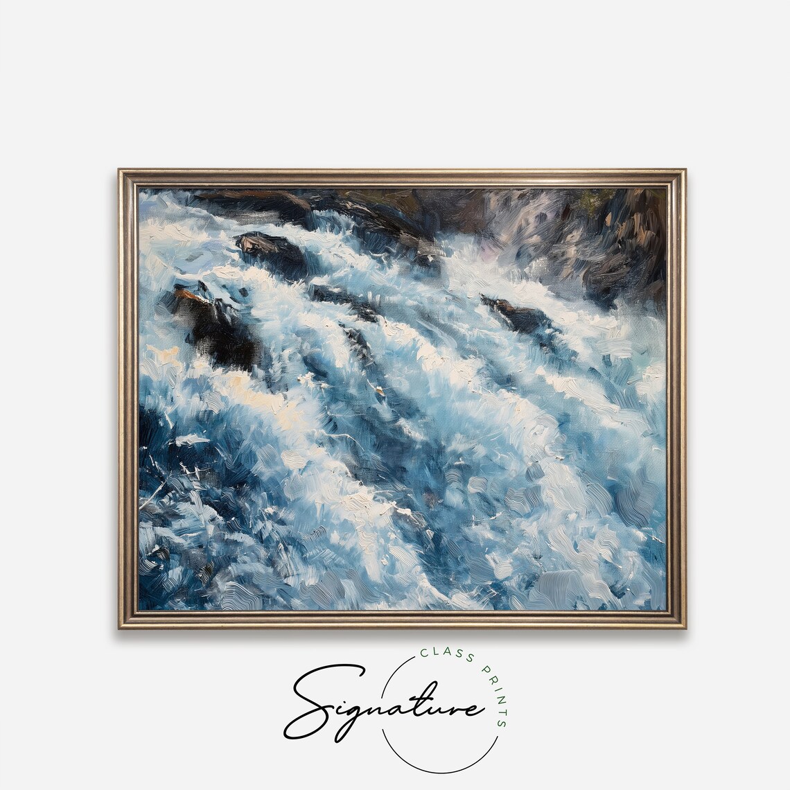 Cascading Mountain Waterfall Painting Mountain Stream Artwork Serene Waterfall Scene Peaceful And Tranquil Wall Art Decor 829 - Image 4