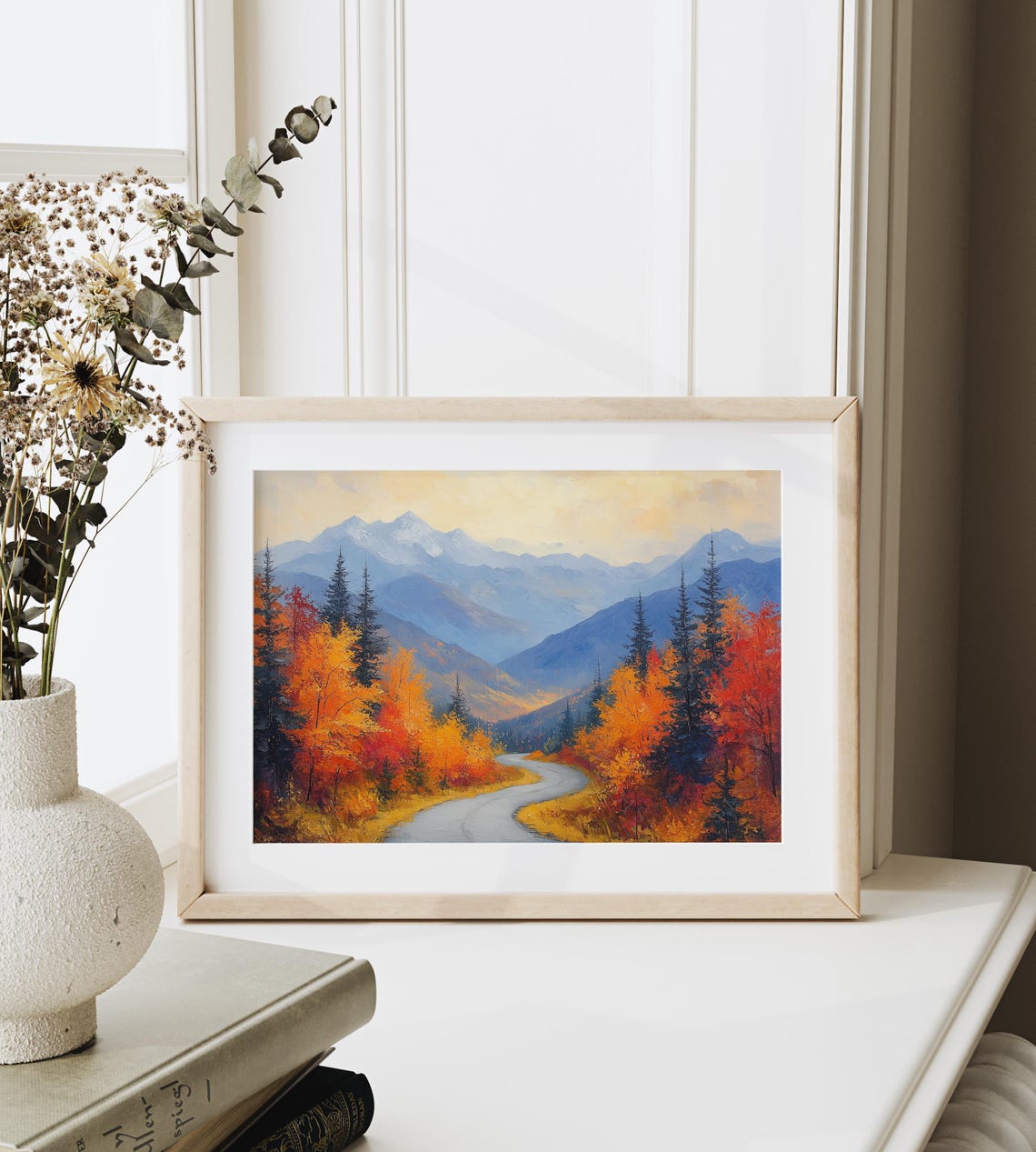 Mountain Road Winding Through Autumn Pines Toward Blue Peaks Poster - Image 6