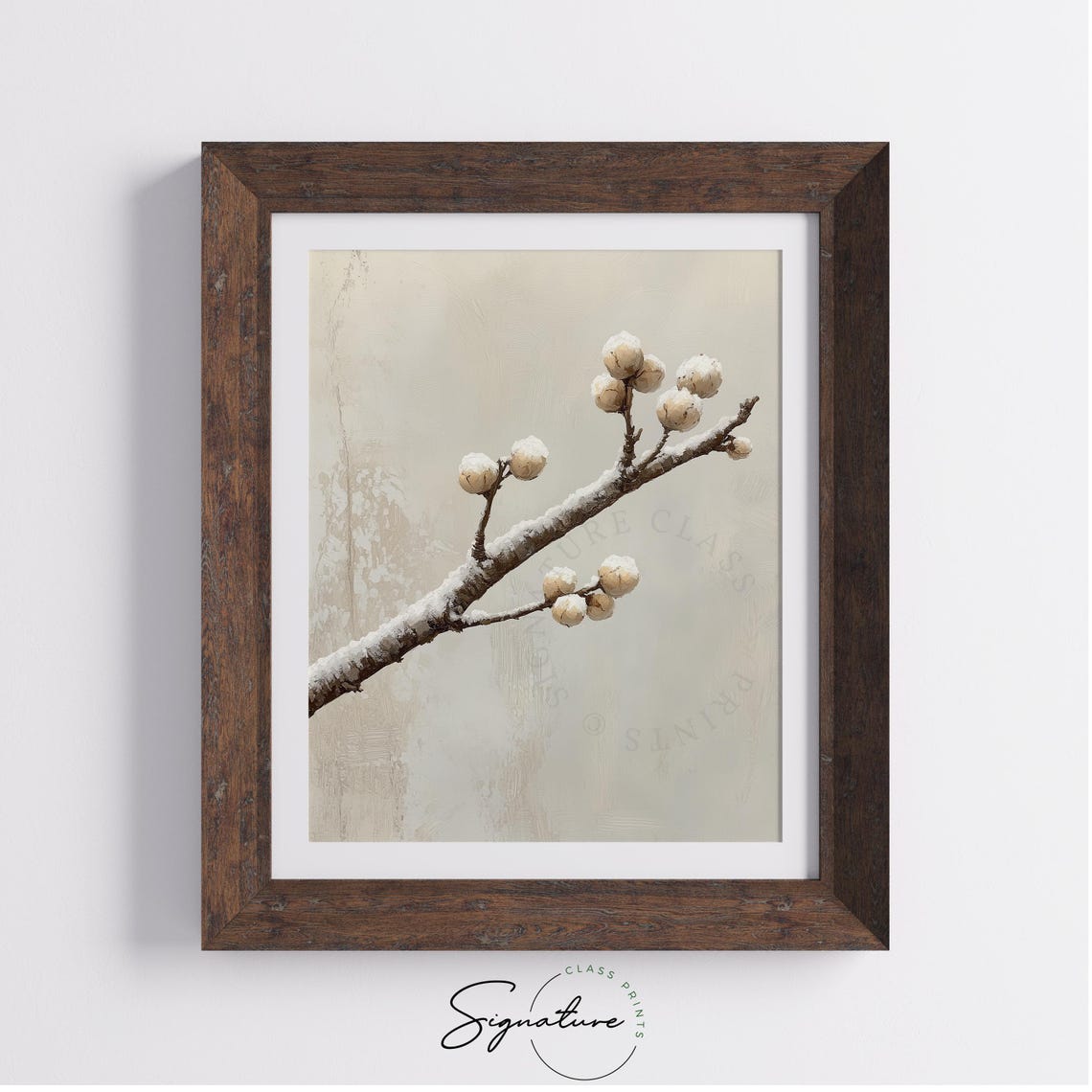 Frosty Birch Branch With Snowy Buds Minimalist Winter Poster - Image 3