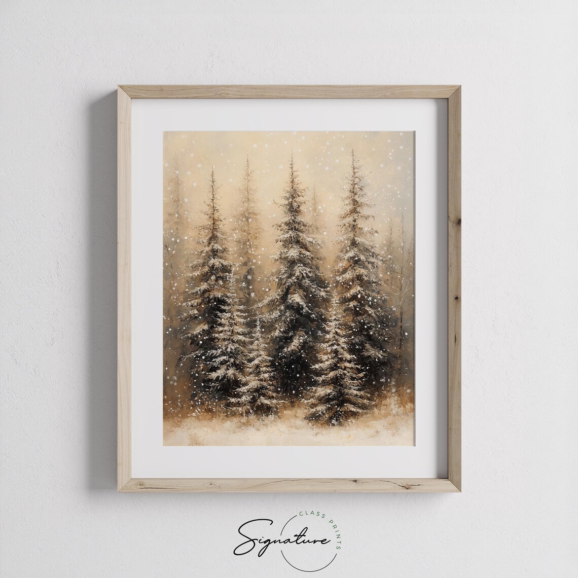 Snowy Pine Grove With Frost Scatter, Christmas Scene Art Print - Image 2