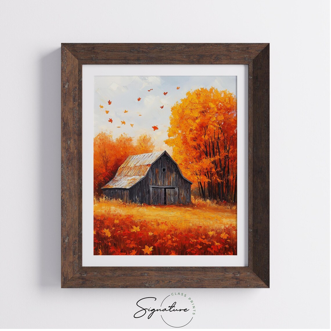 Weathered Wooden Barn Amid Falling Leaves And Blazing Autumn Trees Poster - Image 4