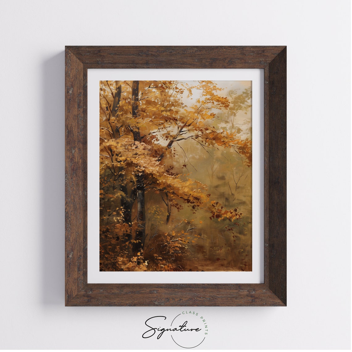 Golden Autumn Maple Forest Morning Mist Warm Fall Foliage Oil Poster - Image 4