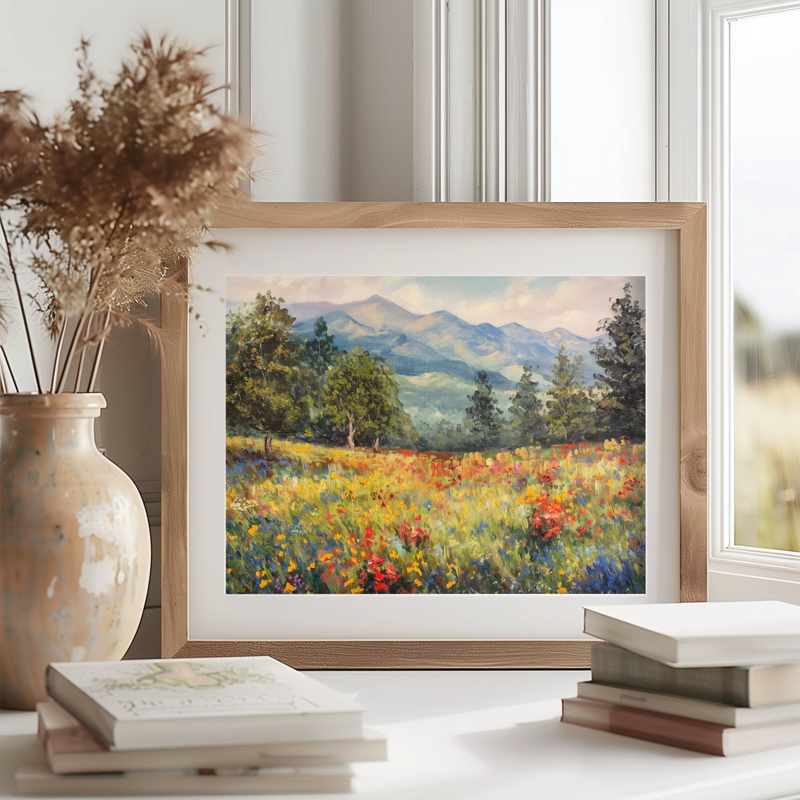 Mountain Meadow In Full Bloom Impressionist Flower Landscape Poster - Image 2