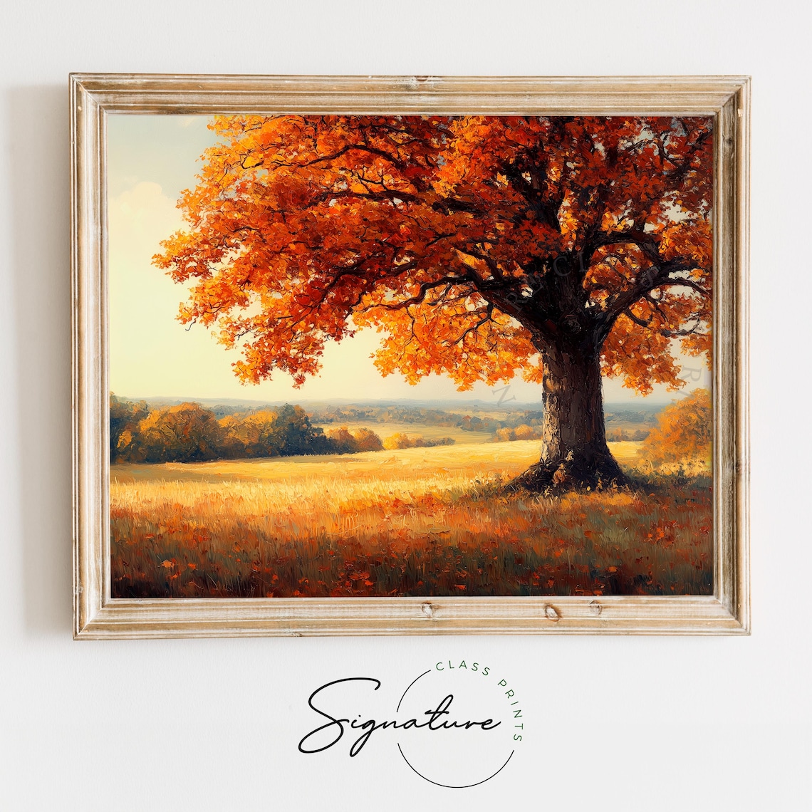 Autumn Oak Tree Majestic English Countryside Golden Foliage Art Poster