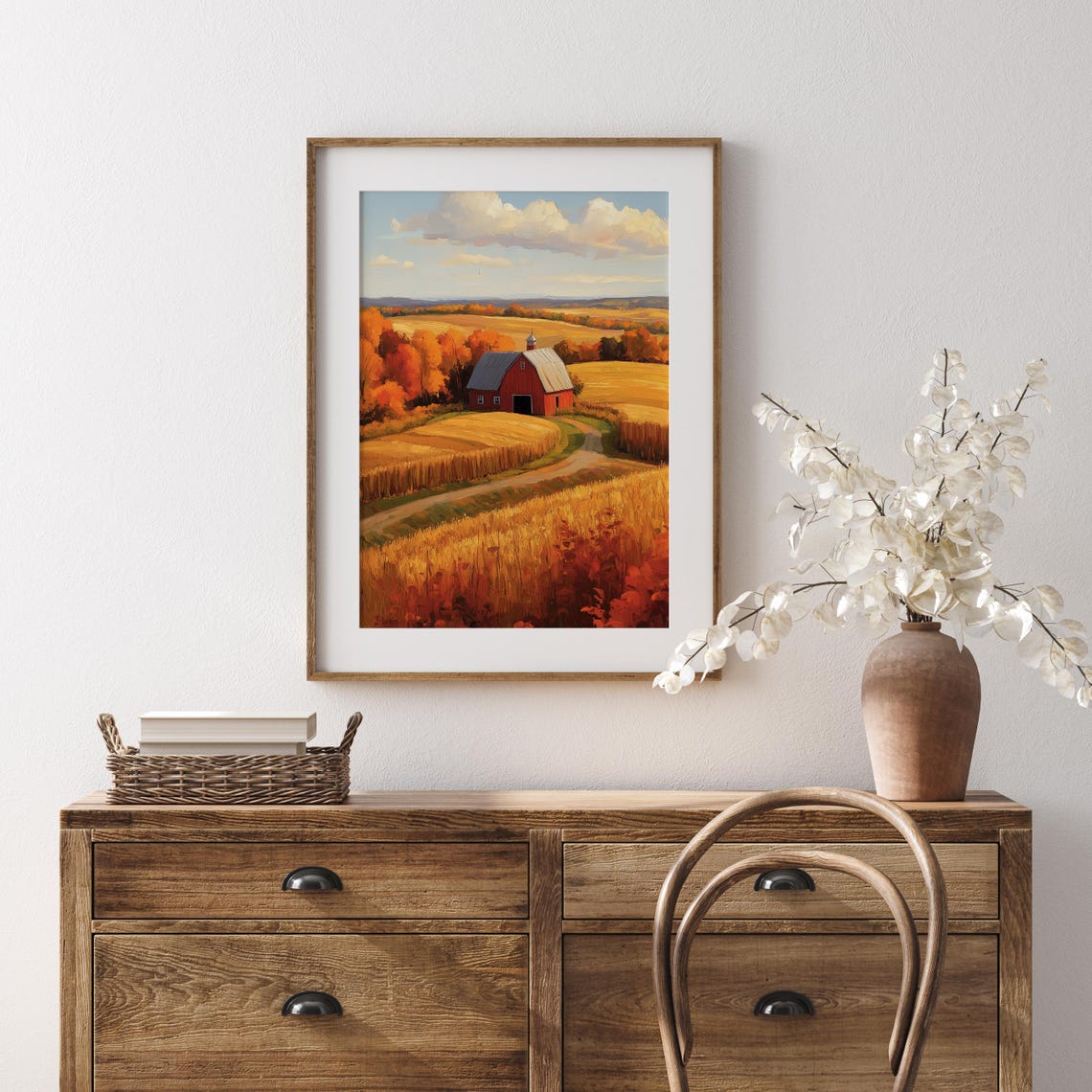 Red Gambrel Barn Surrounded By Golden Harvest Fields Fall Farm Poster - Image 5