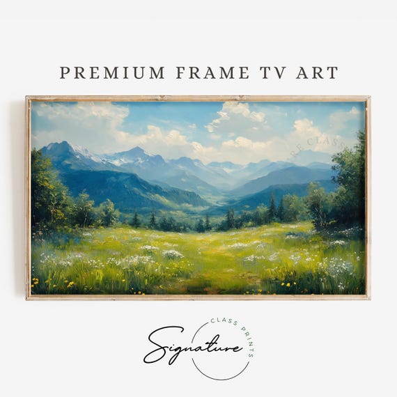 Scenic Forest Tv Art Mountain Nature Landscape Frame Tv Art Rustic Greenery Scene Wall Decor 3501
