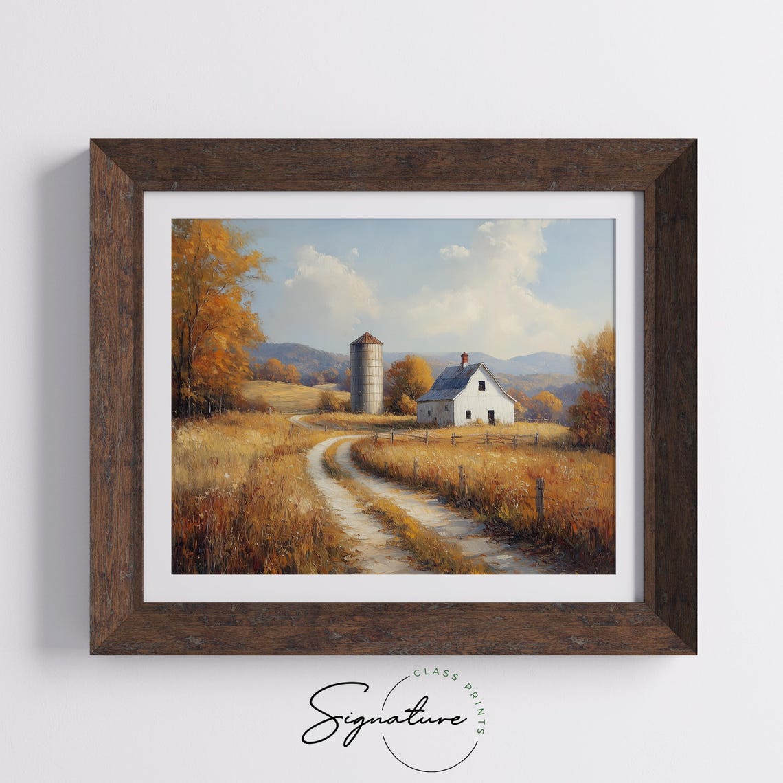 White Barn Silo Country Road Autumn Hills Farmhouse Fall Wall Art - Image 5