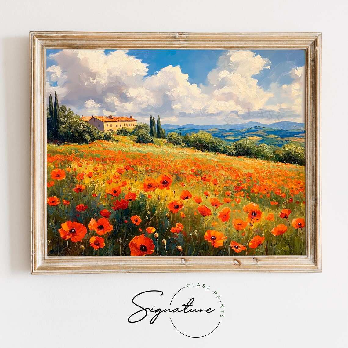 Vibrant Poppies In Provence Farmhouse Field Summer Landscape Art Poster