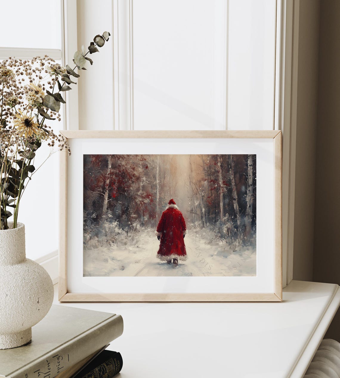 Santa Claus Walking Away Through A Snowy Forest Winter Scene Poster - Image 6