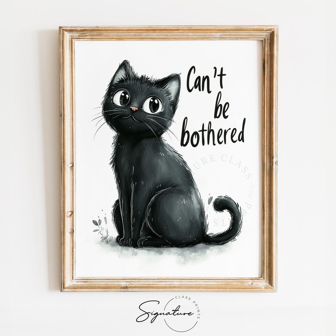 Can Not Be Bothered Sassy Black Cat Big Eyes Cute Quote Wall Art