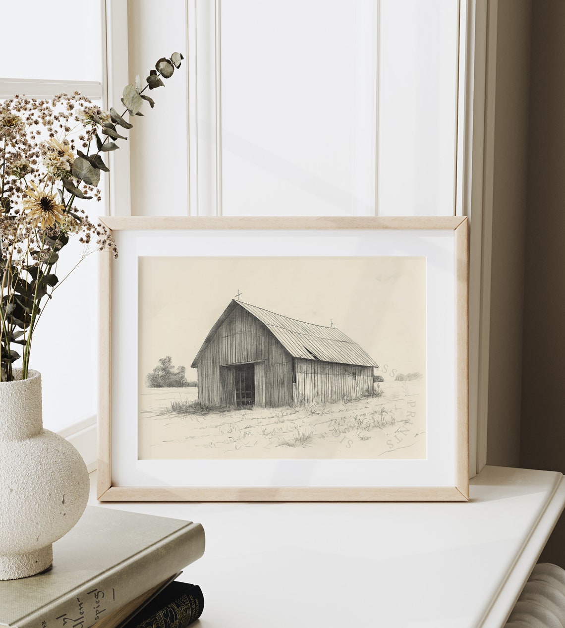 Rustic Barn Weathered Old Wood Pencil Sketch Country Farm Poster - Image 6