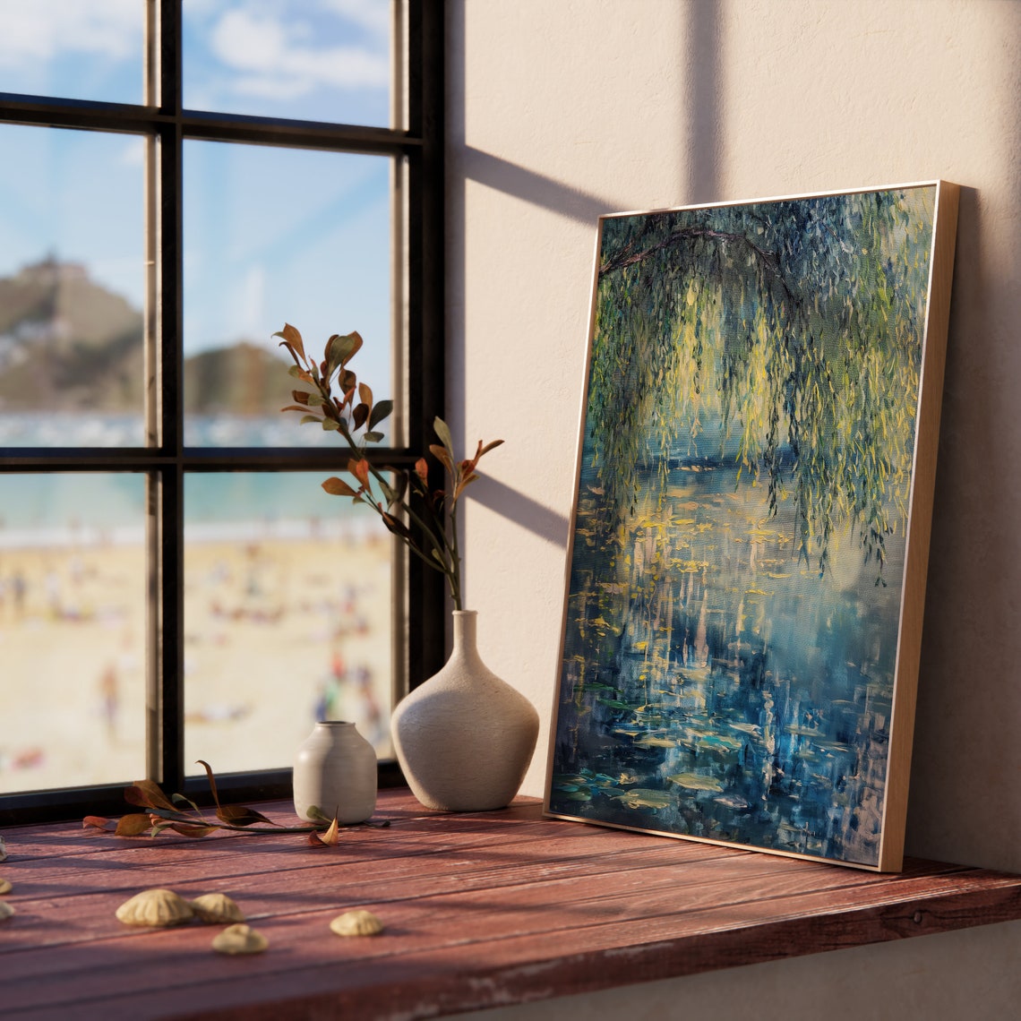 Weeping Willow Tree Over Serene Pond Tranquil Water Art Poster - Image 5