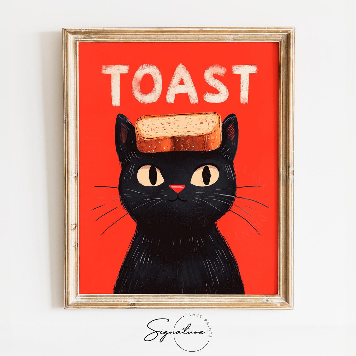 Quirky Toast Black Cat Balancing Toast On Head Funny Cat Poster