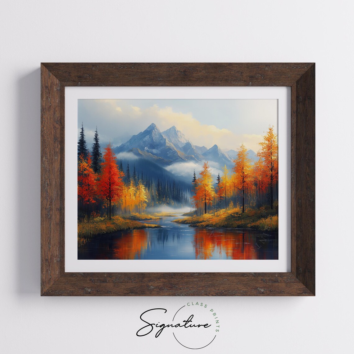 Autumn Mountain River Fall Foliage Reflection Scenic Landscape Wall Art - Image 5