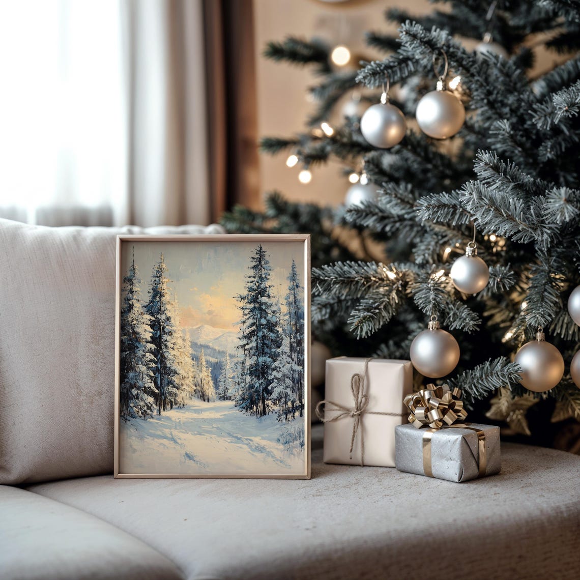 Frosted Pines in Snowy Alpine Valley Winter Mountain Scene Poster - Image 5
