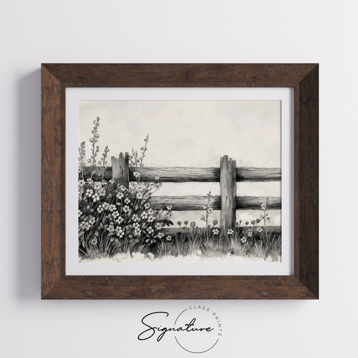 Forget Me Not Blooms By Rustic Fence Botanical Sketch Art Poster - Image 5