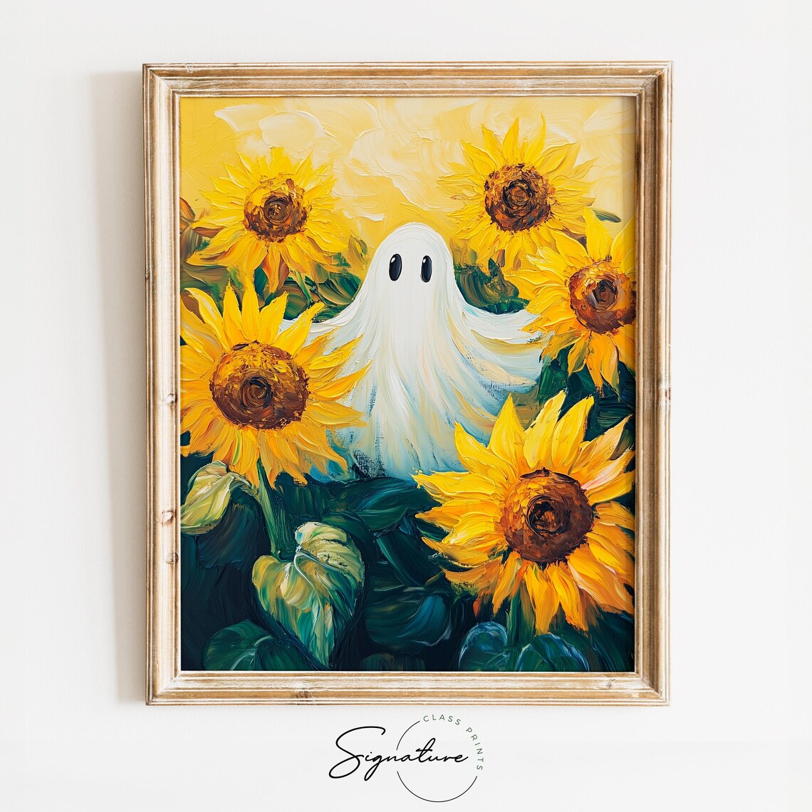 White Ghost Sunny Sunflower Garden Yellow Summer Floral Poster