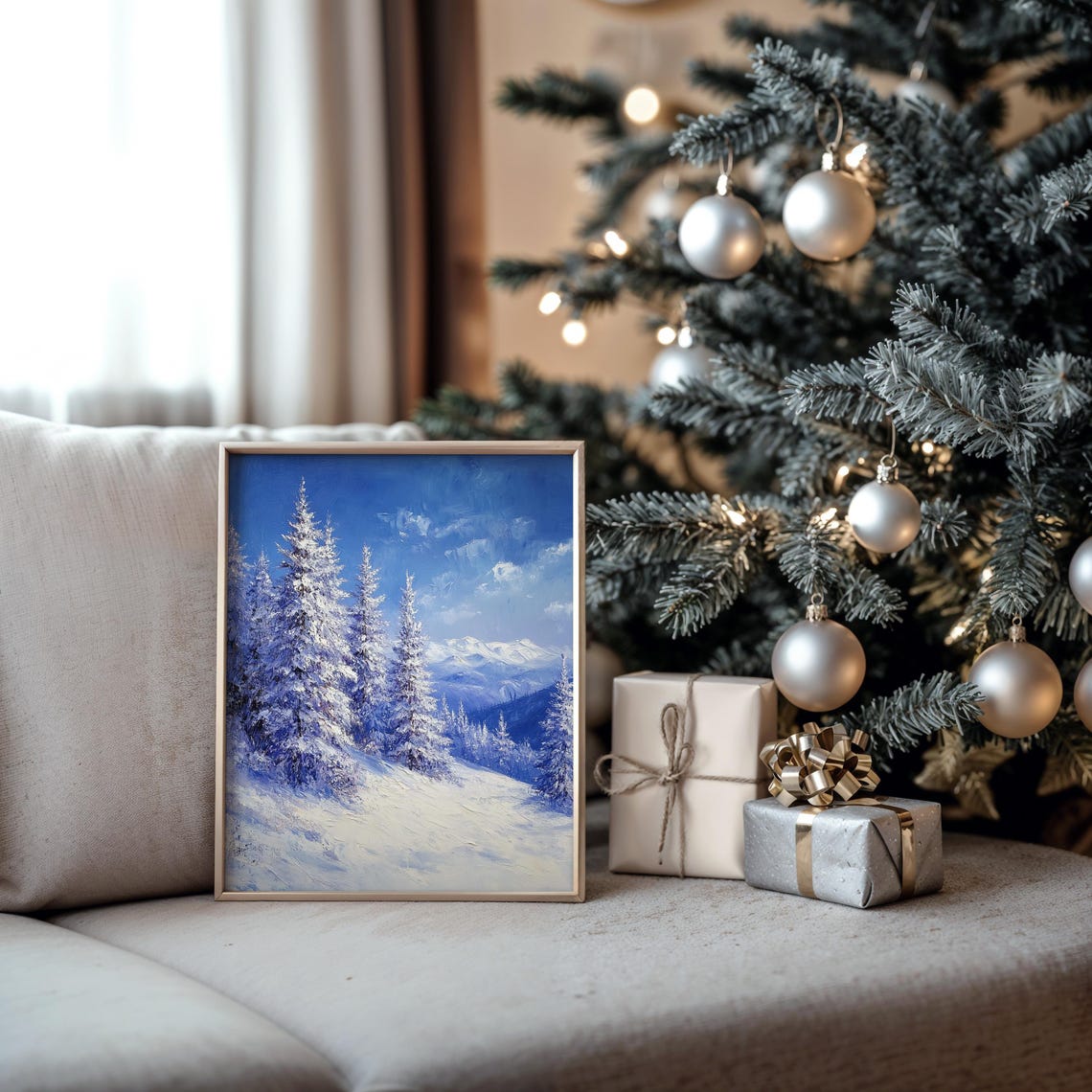 Snowy Cedars On Hillside With Frosty Blue Tones Winter Poster - Image 5