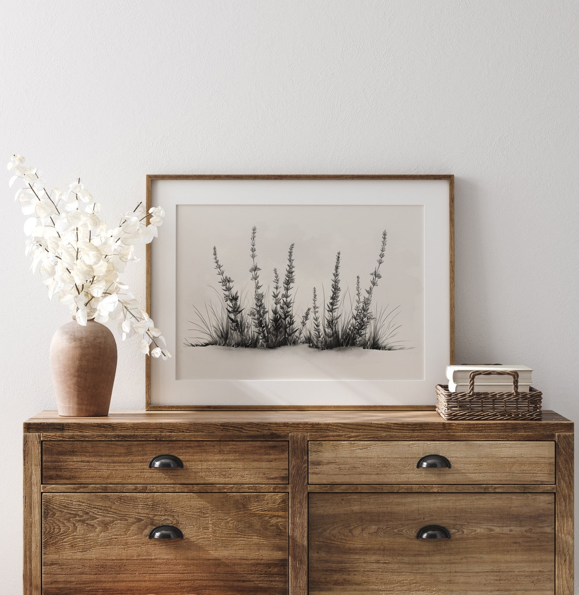 Wild Heather Minimalist Black And White Botanical Sketch Poster - Image 3