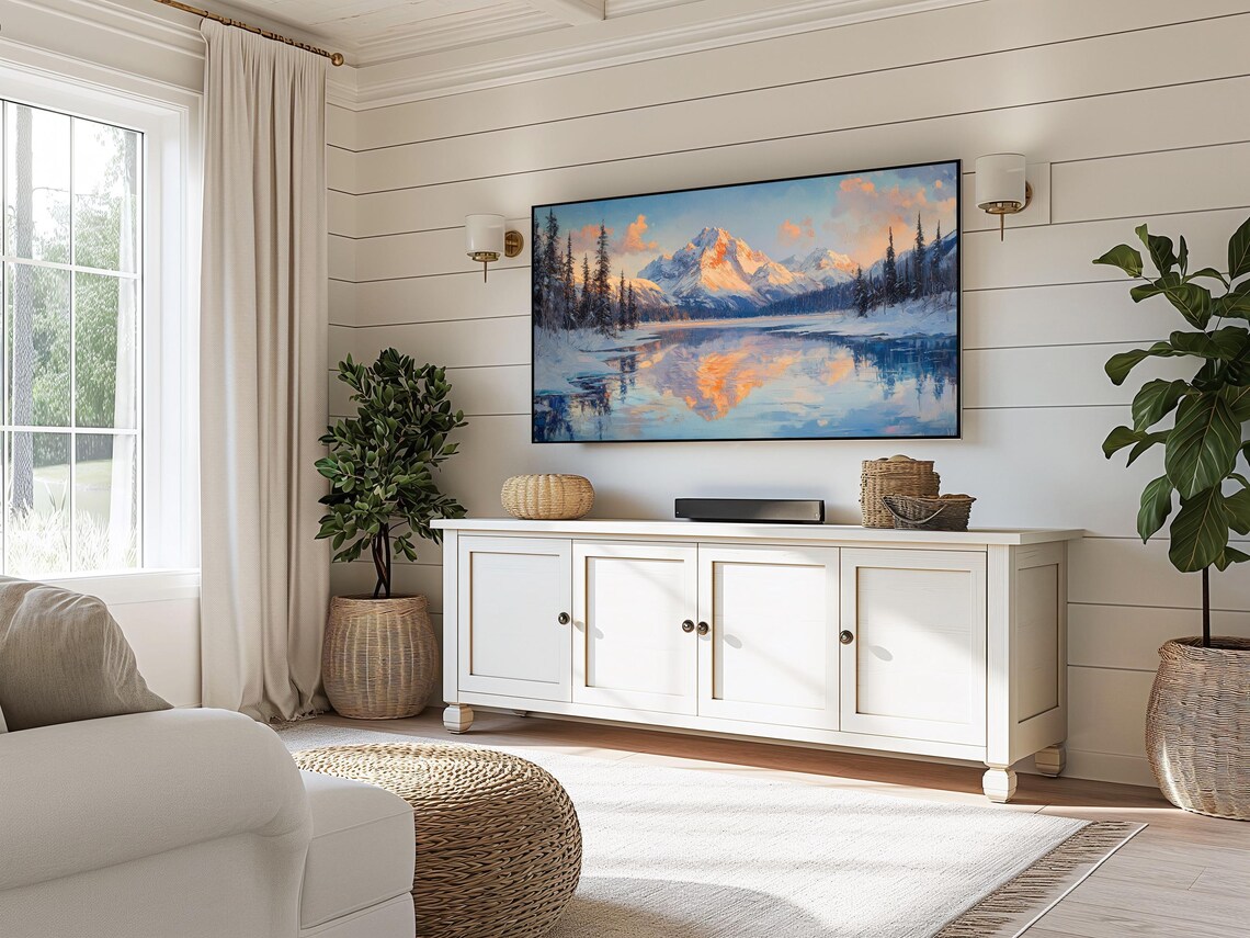Snowy Mountain Peak Mirror Lake Sunrise Alpenglow Reflection Landscape Poster - Image 3