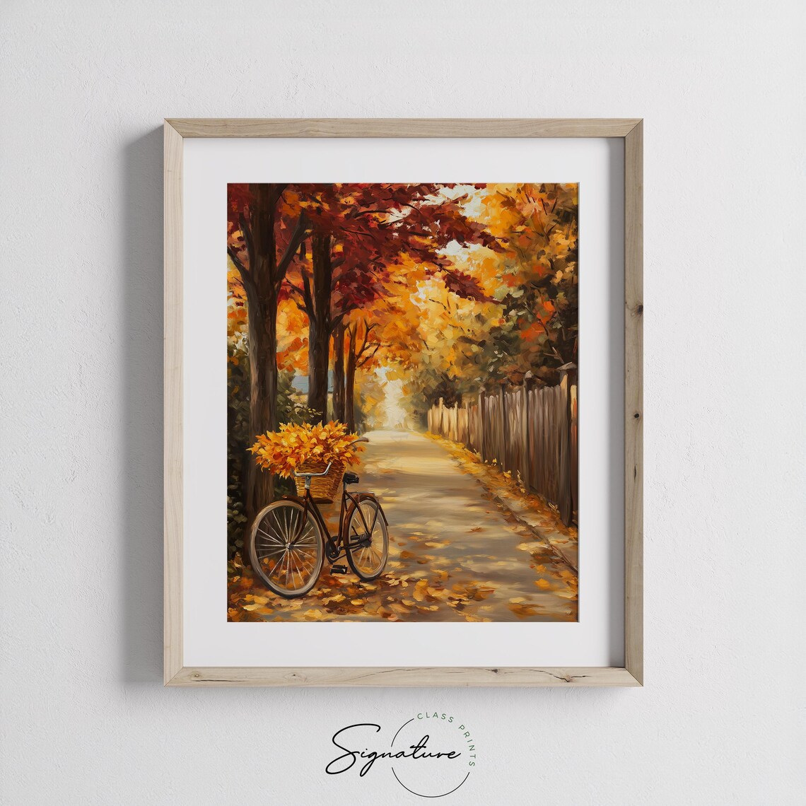 Autumn Street With Bicycle Rustic Fall Scene - Image 3