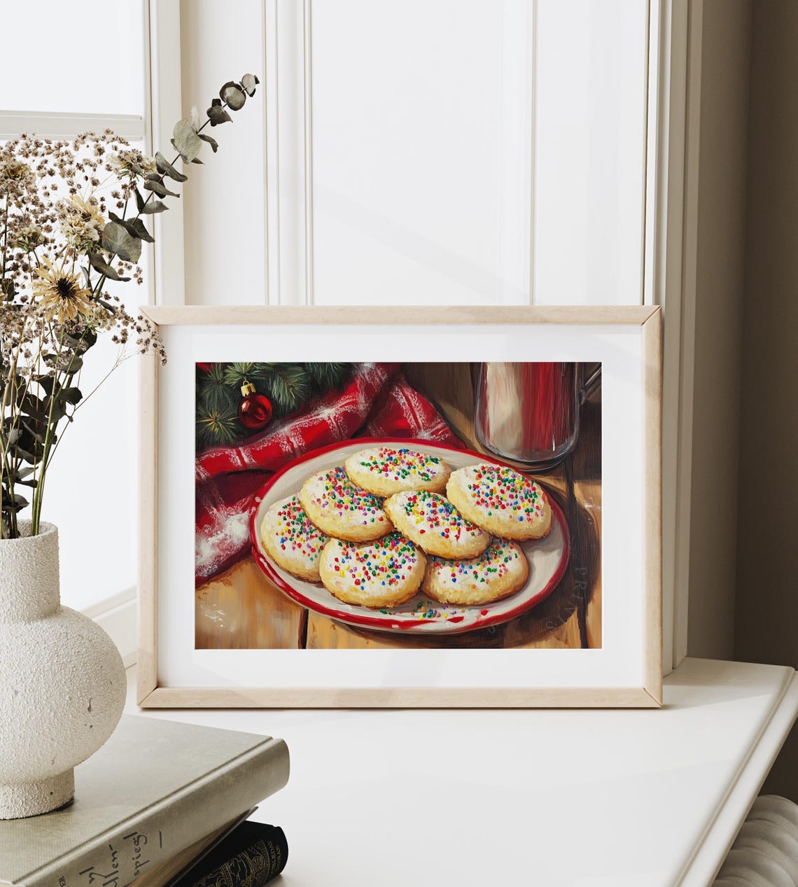 Christmas Sprinkle Cookies On A Plate With Milk Holiday Baking Poster - Image 6