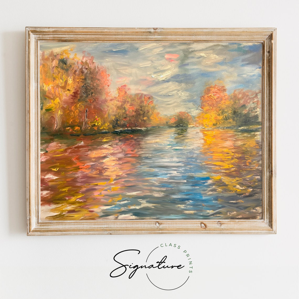 Autumn On The Seine Golden Fall Trees River Landscape Art Poster