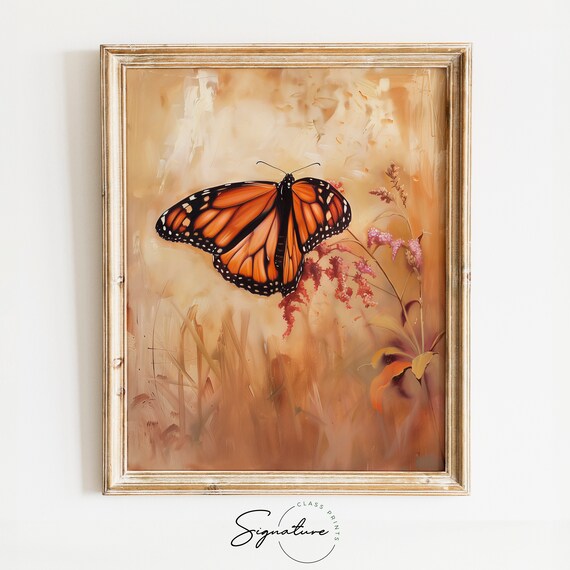 Monarch Butterfly Resting on Milkweed in Warm Autumn Glow Poster